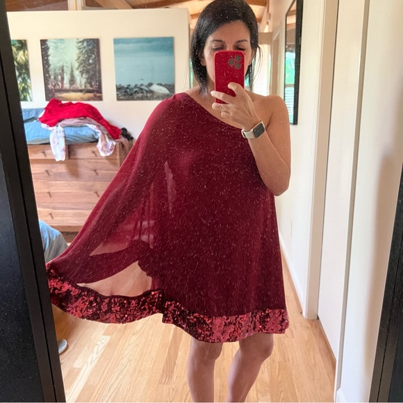 JB by Julie Brown mini one shoulder kaftan with sequin fringe - medium - Picture 4 of 10